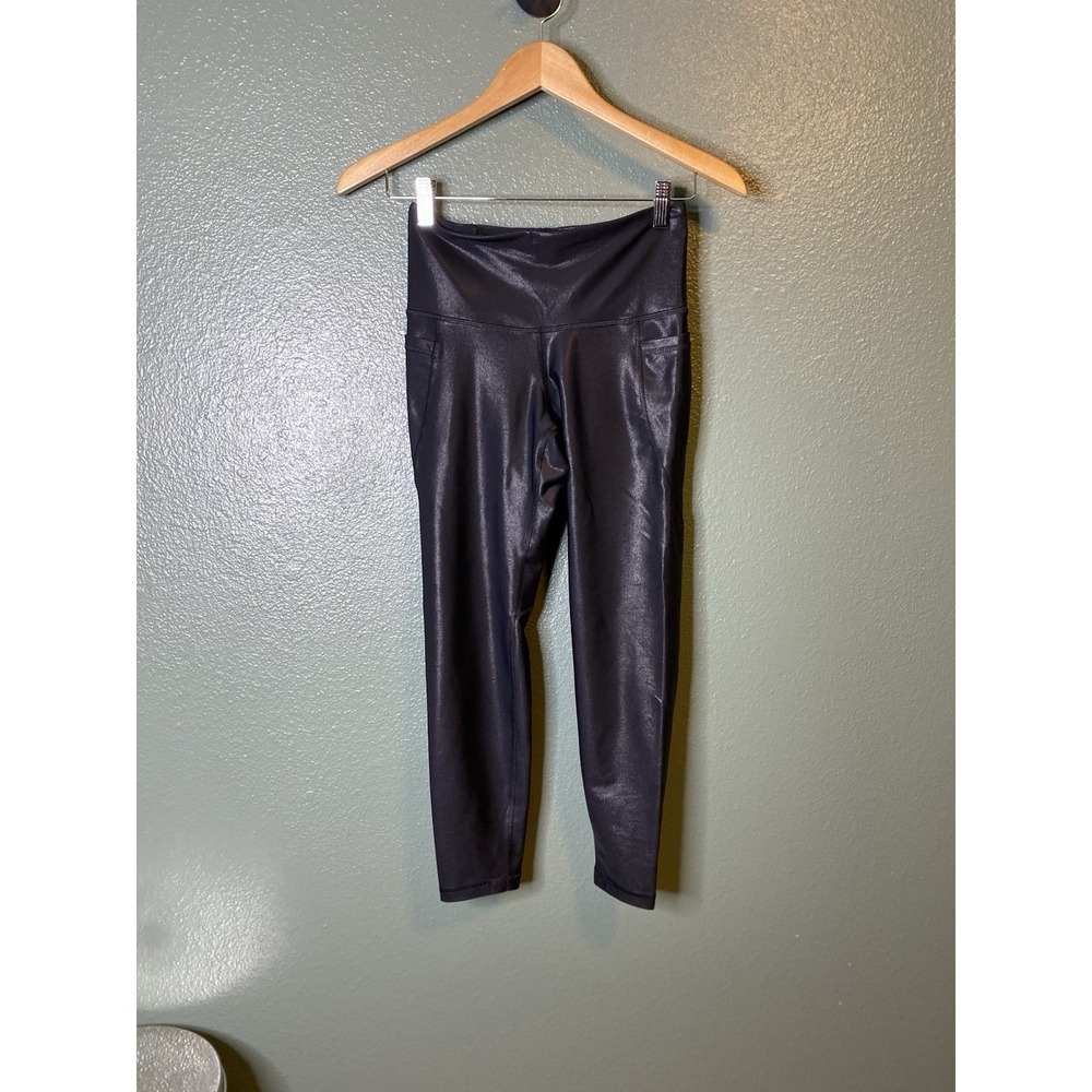 Old Navy Leggings  Pure Black Shine Size Medium Petite